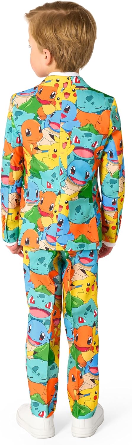 OppoSuits Jungen-Pokémon-Anzug - Pikachu-Outfit - Inklusive Blazer, Hose und Krawatte - Mehrfarbig 2