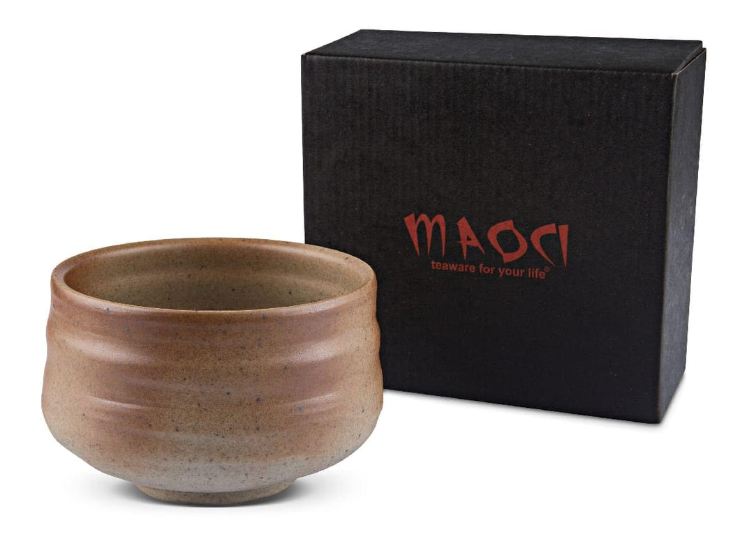MAOCI - Matcha-Schale Chawan aus Porzellan 400ml mit Ringen handgefertigt - als Geschenkbox