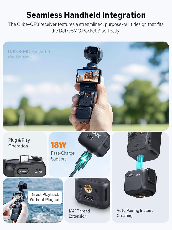 Godox Cube-OP3 Wireless Mikrofon Kit1 für DJI Pocket 3, ultraleichtes Design, 200m (656ft.) Übertrag