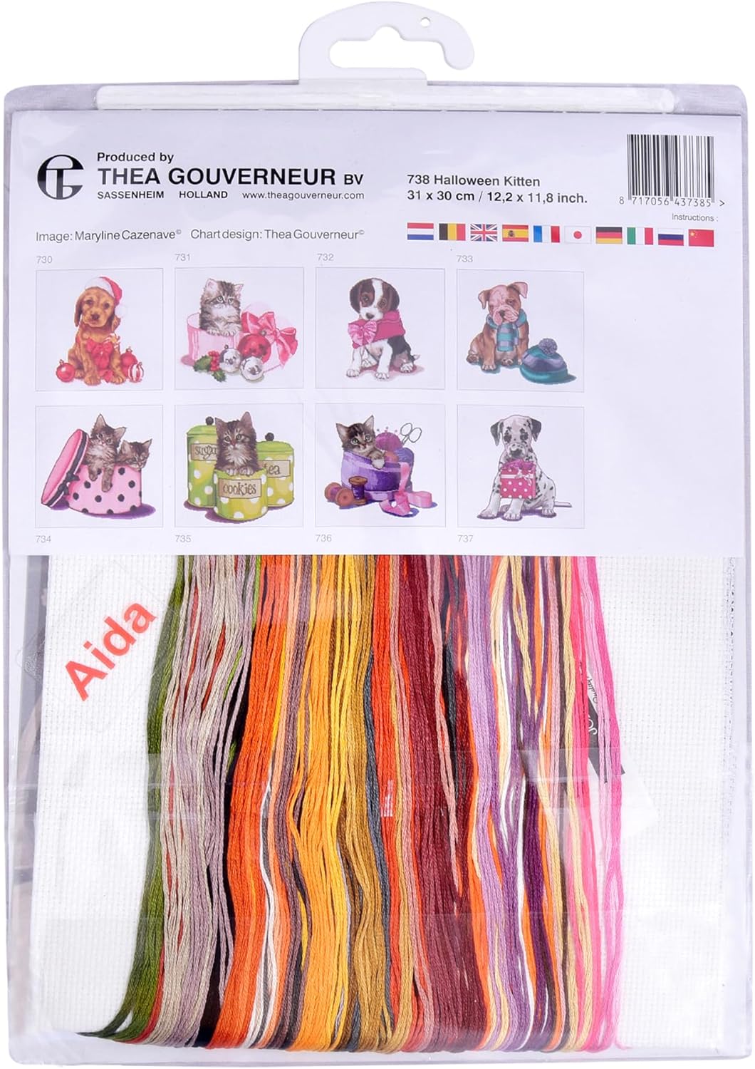 Thea Gouverneur - Kreuzstich-Set - Halloween-ätzchen - Aida - 16 Count - Für Erwachsene - 738A, Hall