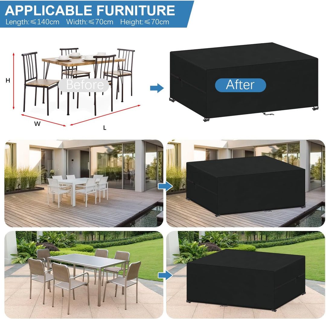 VANSHEIM Gartenmöbel Abdeckung Wasserdicht 140x70x70cm Schutzhülle Tisch | Abdeckplane Gartenmöbel 4