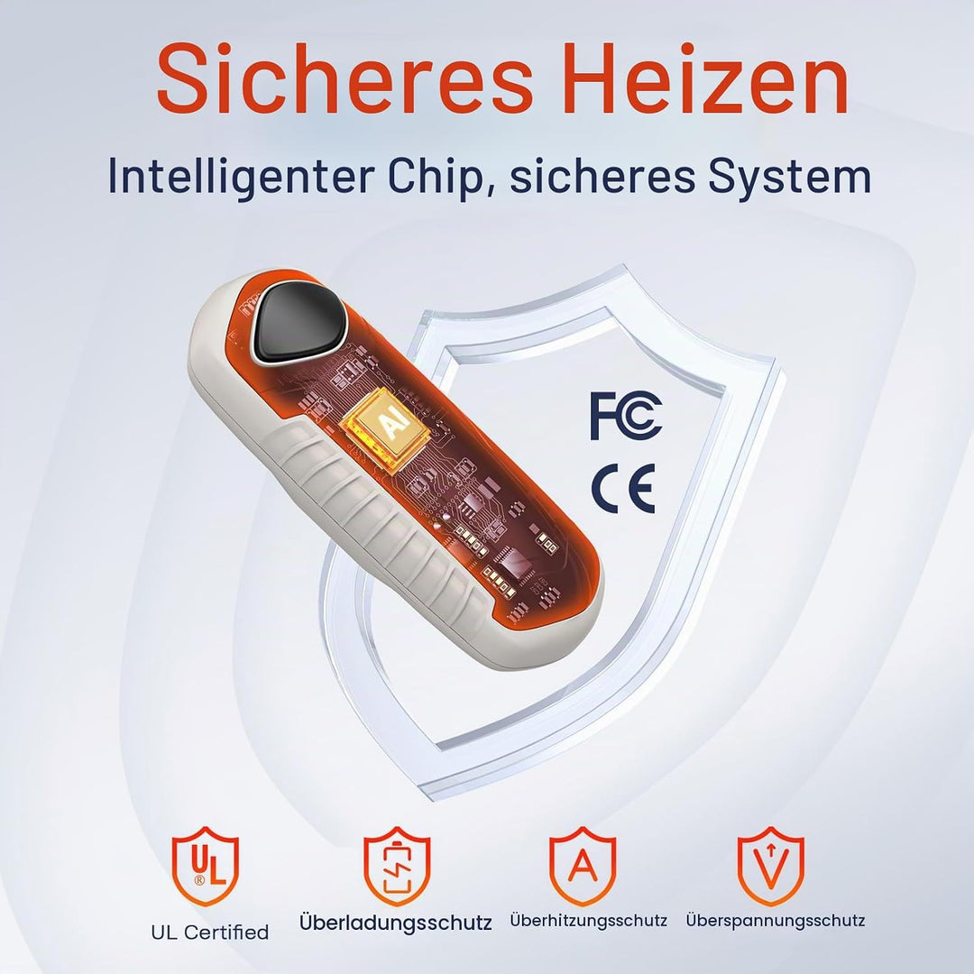 Handwärmer Wiederaufladbar 2 Pack, Elektrische Tragbare Heizung 6000mAh, Taschenformat, Ultra Leicht