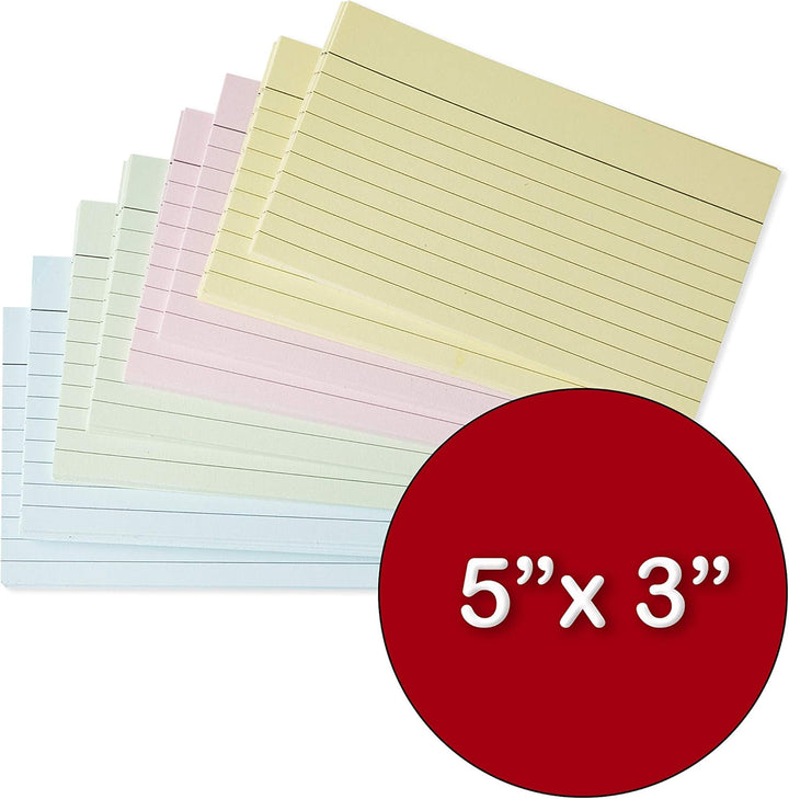 [1000 Stück] Karteikarten A7 Liniert Farbige | Lernkarten A7 Liniert Farbige | Karteikarten Gross (5