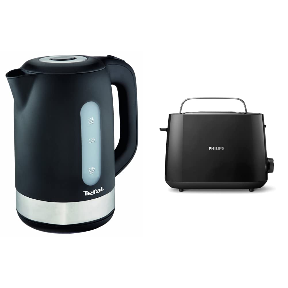 Tefal KO3308 Kunststoff - Edelstahl Wasserkocher | Anti-Kalk Filter | 2.400 W | Assistierende Deckel