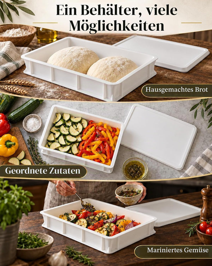 Windfromort Pizzaballenbox – Kunststoff Teigbox – Gärbox Sauerteig &amp; Teig 40×30×10 cm – Pizzateig Bo