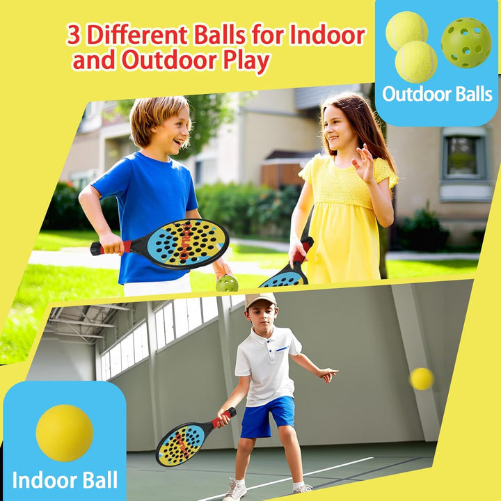 Kinder Padel Schläger Set, Leichte Padelschläger für Einsteiger Jungen Mädchen ab 6 Jahre, Ballspiel