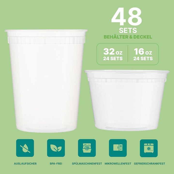 JoyServe Vorratsdosen mit Deckel Luftdicht – 48 Sets mit 54 Deckeln, 24 Vorratsdosen mit 946 ml und