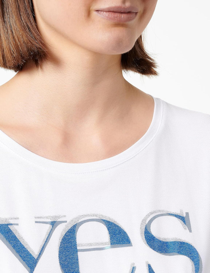 Cartoon Damen Kurzarm-Shirt mit Aufdruck 36 White/Blue, 36 White/Blue