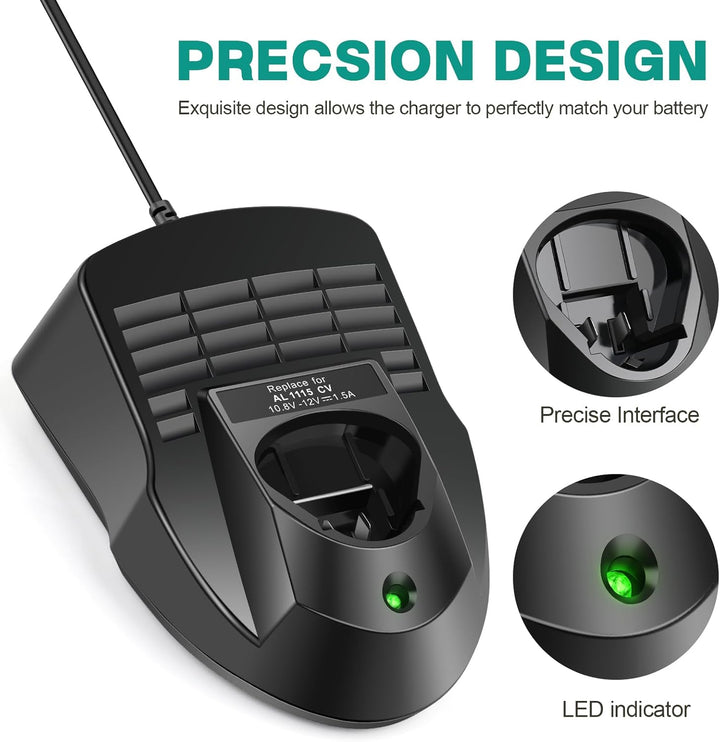 1.5A Li-ion Ladegerät für Bosch Professional 10,8/12 Volt AL1115CV Ersatz Ladegerät für Bosch BAT411