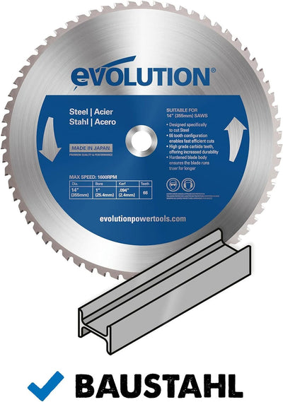 Evolution M355TCT-66CS - 355 mm Sägeblatt zum Schneiden von Baustahl - Metall-Sägeblatt mit Hartmeta