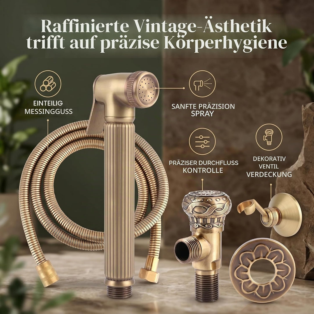 Garosa Handheld Bidet Toilettensprühgerät, Vintage Messing Badezimmer Bidet Sprühgerät Set Baby Stof