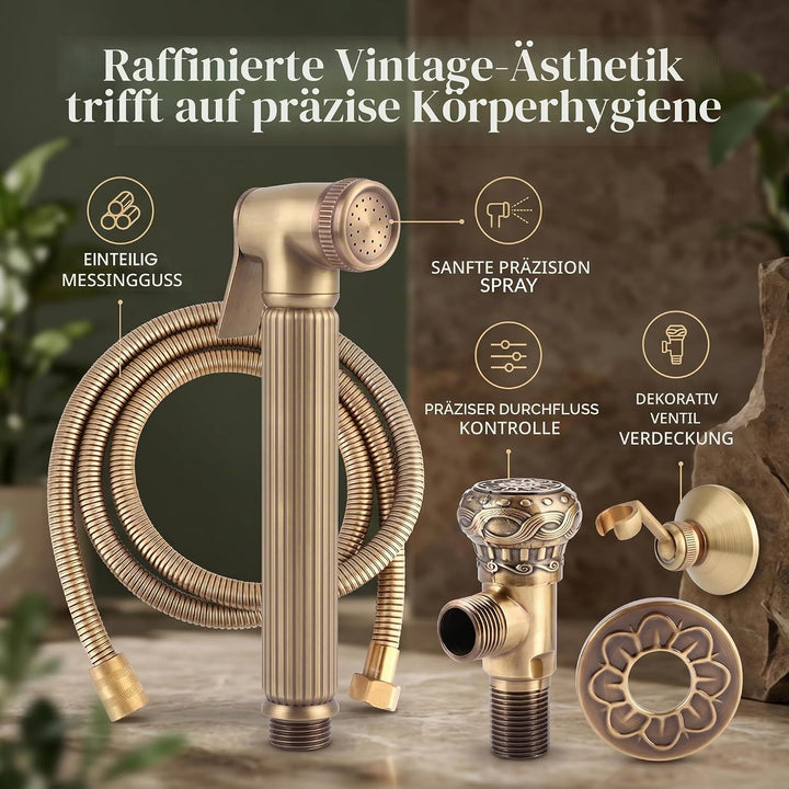 Garosa Handheld Bidet Toilettensprühgerät, Vintage Messing Badezimmer Bidet Sprühgerät Set Baby Stof