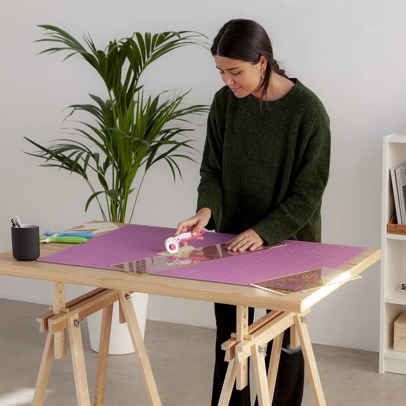 Elan Schneidematte A1 Rosa und Lila, 5-lagige Schneidematte Selbstheilend, Bastelunterlage Schnittfe