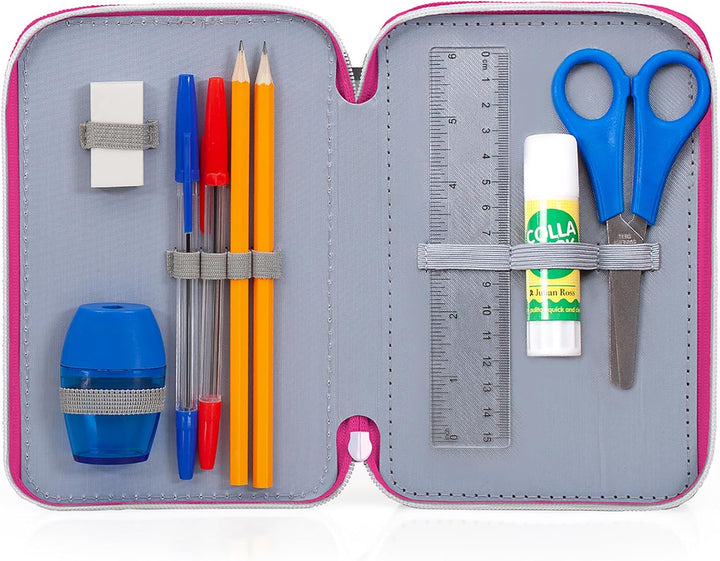 Clondo Federmäppchen Kinder für Barbie Fan, 3 Organisierte Fächer, Federtasche Junge Gefüllt, Mädche