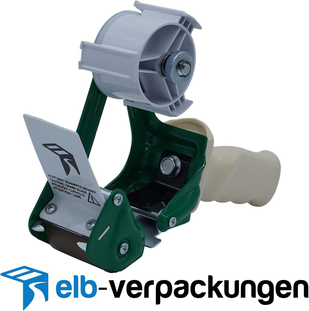 2 Stück - Handabroller - Profi-Ausführung - Version : SE (safe blade) - grün/green - 50 mm - Klebeba