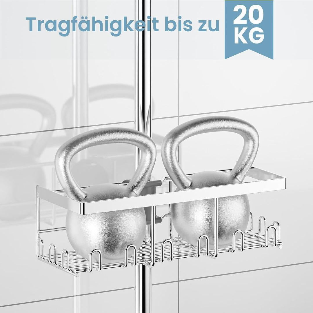 RUIHANDA Duschablage Ohne Bohren, Duschregal für RUNDE Stangen 18mm-25mm Duschstange (Nicht für Quad