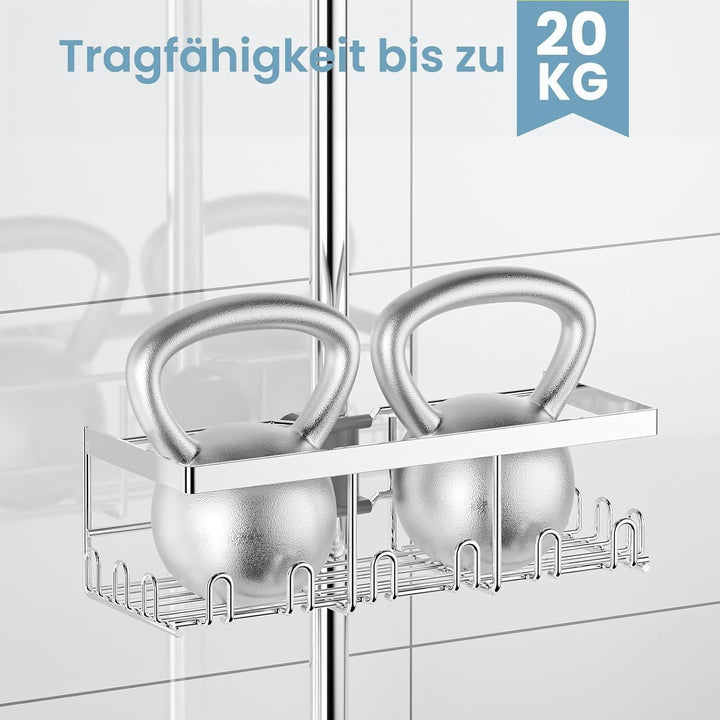 RUIHANDA Duschablage Ohne Bohren, Duschregal für RUNDE Stangen 18mm-25mm Duschstange (Nicht für Quad