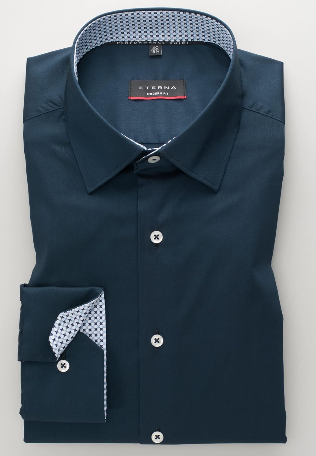 ETERNA Modern Fit Performence Hemd Langarm Twill weiss 39 Navy, 39 Navy