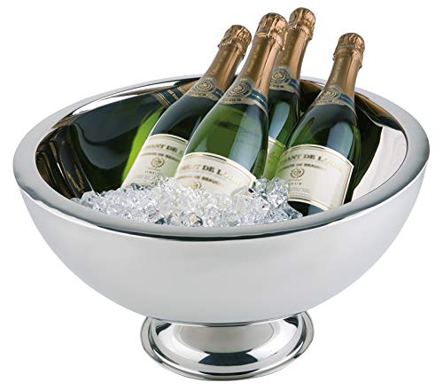 Champagnerkühler,Sektkühler aus Edelstahl, klassischer Stil,hochglanzpoliert, doppelwandig, 10,5 L F