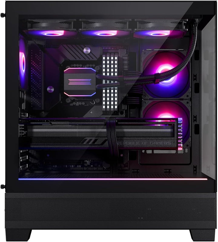 Phanteks 523 XT View Computergehäuse/Spielschrank – Schwarz | 3 x 120 mm ARGB-Lüfter vorinstalliert