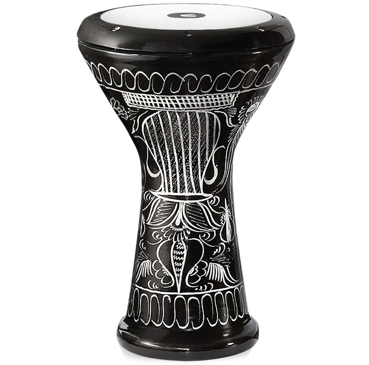 Orientalische Aluguss Handtrommel Darbuka, Dümbek mit Tasche, Schlüssel und Ersatzfell