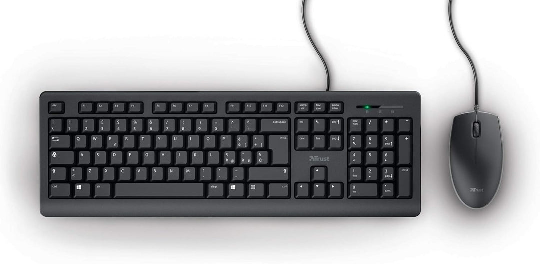 Trust Taro USB-Tastatur und Maus, kabelgebunden, italienisches QWERTY-Layout, für PC/Laptop/Notebook