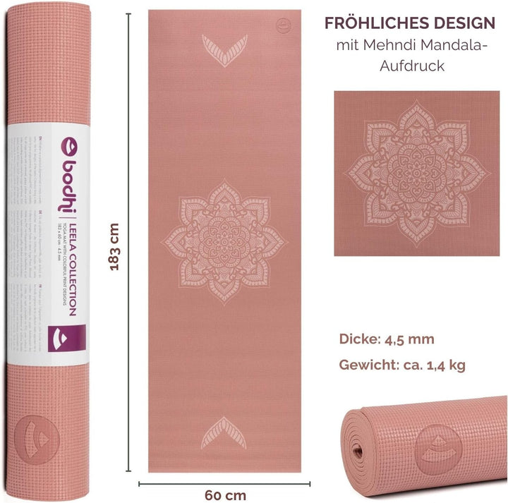 Bodhi Yogamatte Leela Collection | Rutschfeste Sportmatte | Schadstofffreie &amp; Waschbare Antirutschma