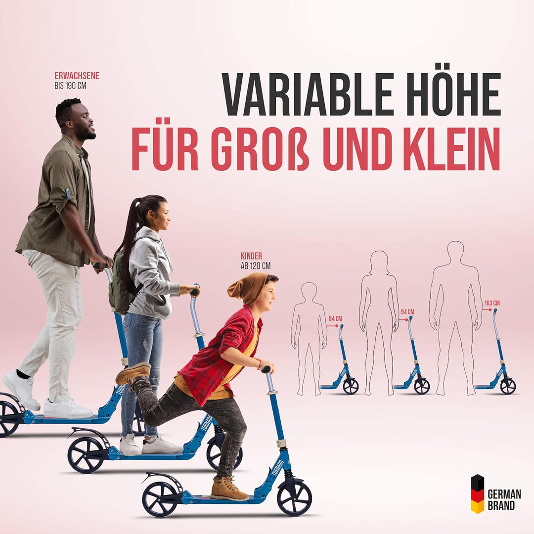 Apollo High End Scooter Erwachsene - Tornado | Cityroller Kinder ab 7 Jahre mit Bremse und Federung
