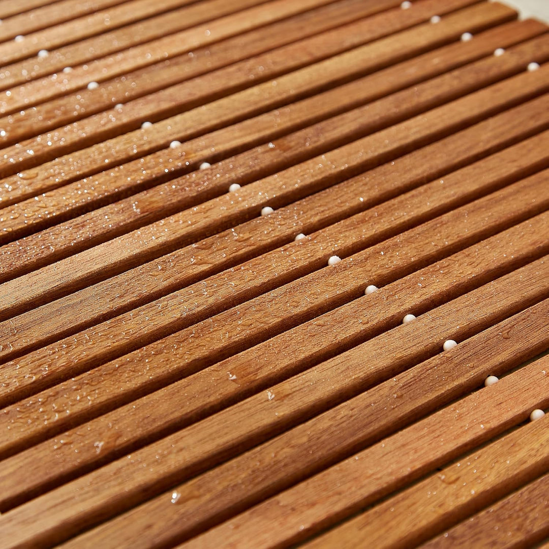 Badematte Holz, Teakholz rutschfest Badvorleger, Duschmatte, Holzduschmatte, Badezimmerteppich, Dusc