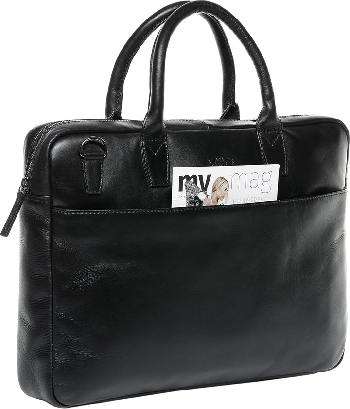 SID & VAIN grosse Laptoptasche schmal echt Leder - 15 Zoll Laptop Business-Tasche BOSTON gross - Umh