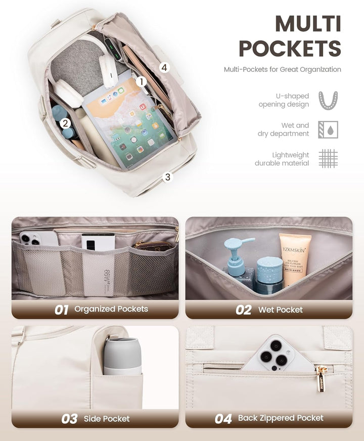 LOVEVOOK Sporttasche Reisetasche Damen, Weekender Travel Duffle Bag mit Kulturtasche, Schuhfach & Na