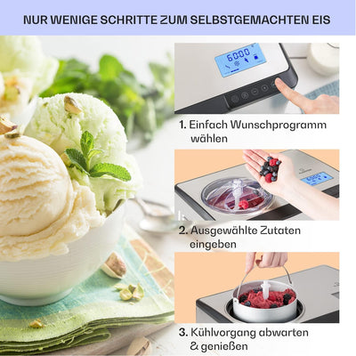 Klarstein Eismaschine, Softeismaschine für Joghurt, Softeis & Frozen Yogurt, Ice Cream Maker mit WiF