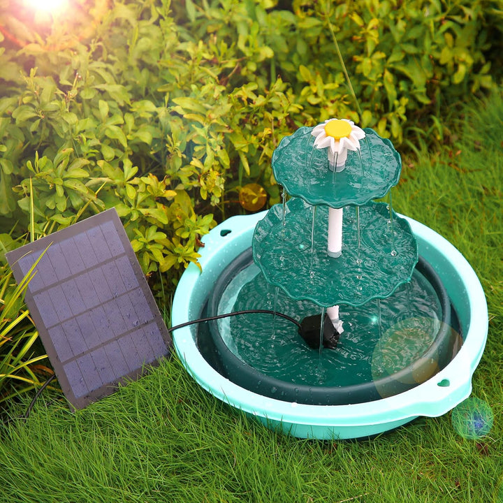 AISITIN DIY Brunnen,Vogeltränke Sets mit 3,5W Solar Springbrunnen, 3 Stufige Vogelfütterer für Draus
