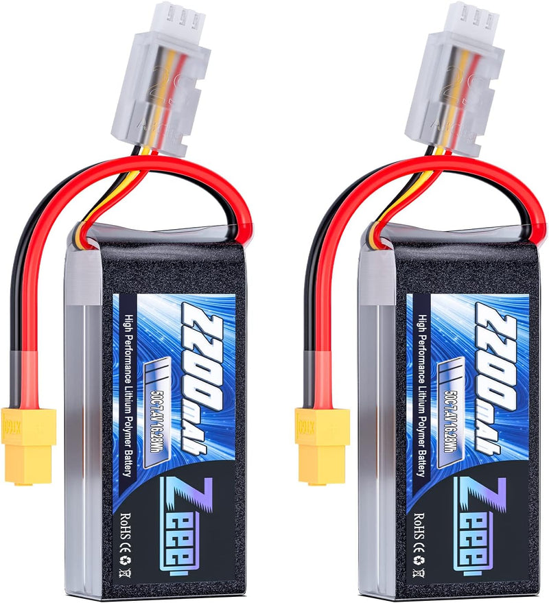 Zeee 2S Lipo Akku 50C 2200mAh 7,4V Kurze RC Batterie mit XT60 Stecker für für 1/16 Slash RC Auto RC