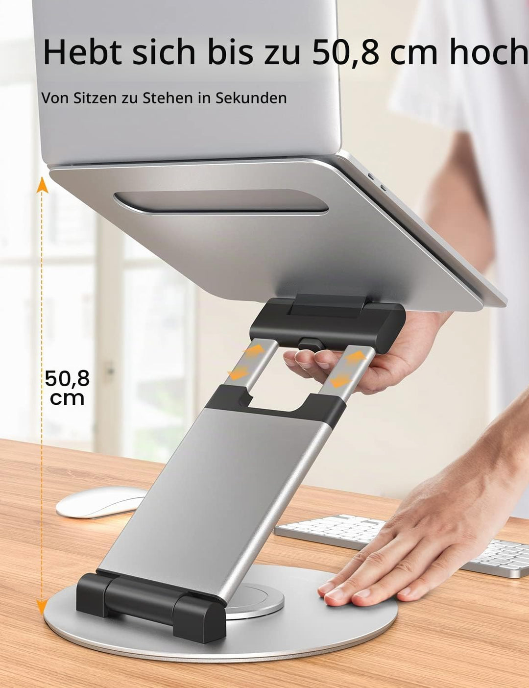 NULAXY Ausziehbare Laptop Ständer mit 360 Drehbarer Basis, Ergonomischer Laptopständer Höhenverstell