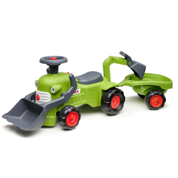 Falk Claas Kindertraktor mit Frontbagger I Rutschauto ab 12 Monaten I aus 90% recyceltem Kunststoff