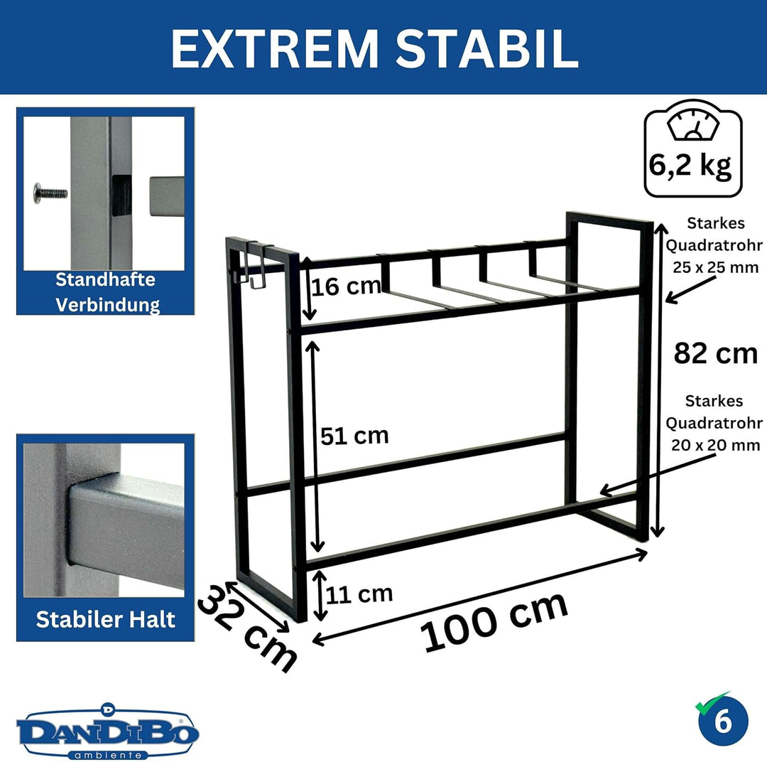 DanDiBo Getränkekistenregal 6 Kisten mit Gitter Haken Metall 96598 Getränkeregal 100 cm Kistenregal
