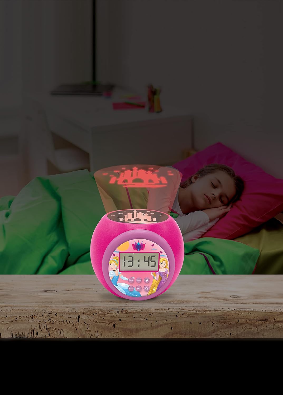 Lexibook RL977DP Projector-Wecker Disney Princess mit Schlumbmerfunktion und Weckfunktion, Nachtlich