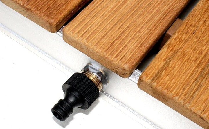 @tec Gartendusche Aussendusche aus massivem Teak-Holz, Mobile Bodendusche Campingdusche, Sauna- & Po