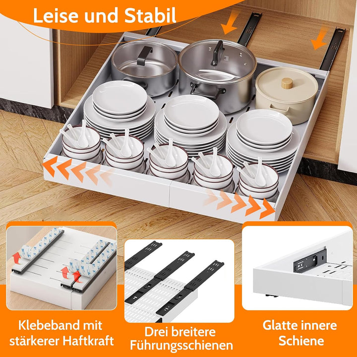 2-Stück 4-Richtungen Teleskopschublade Ausziehbar Schublade: Breite 30–48cm Tiefe 42–58cm Küchenschr
