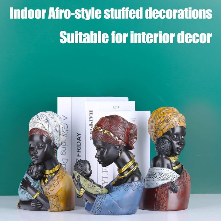 Home Decor Afrikanische Kunst Skulpturen, afrikanische Frau und Sohn Statue, Schwarze Statuen afrika