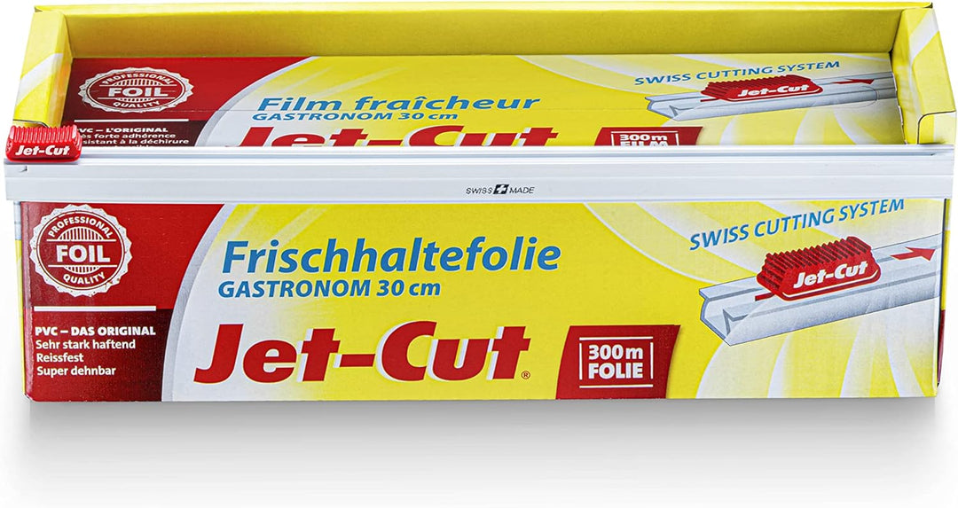 Jet-Cut Frischhaltefolie zum Schneiden, Gastronomie 30cm x 300m, PVC transparent, 1 Stück & Frischha
