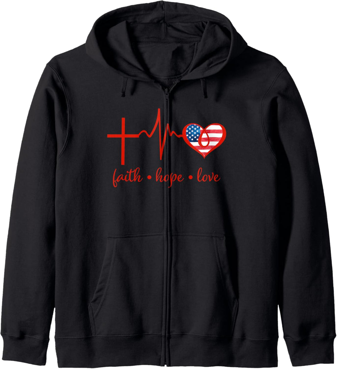 Faith Hope and Love Christian 4th of July Fourth Flag Kapuzenjacke