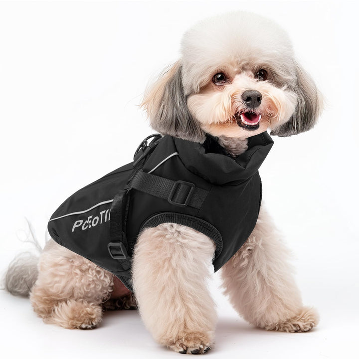 PcEoTllar Wasserdichter Hundemantel für kleine Hunde, warme reflektierende Jacke mit Geschirr für de