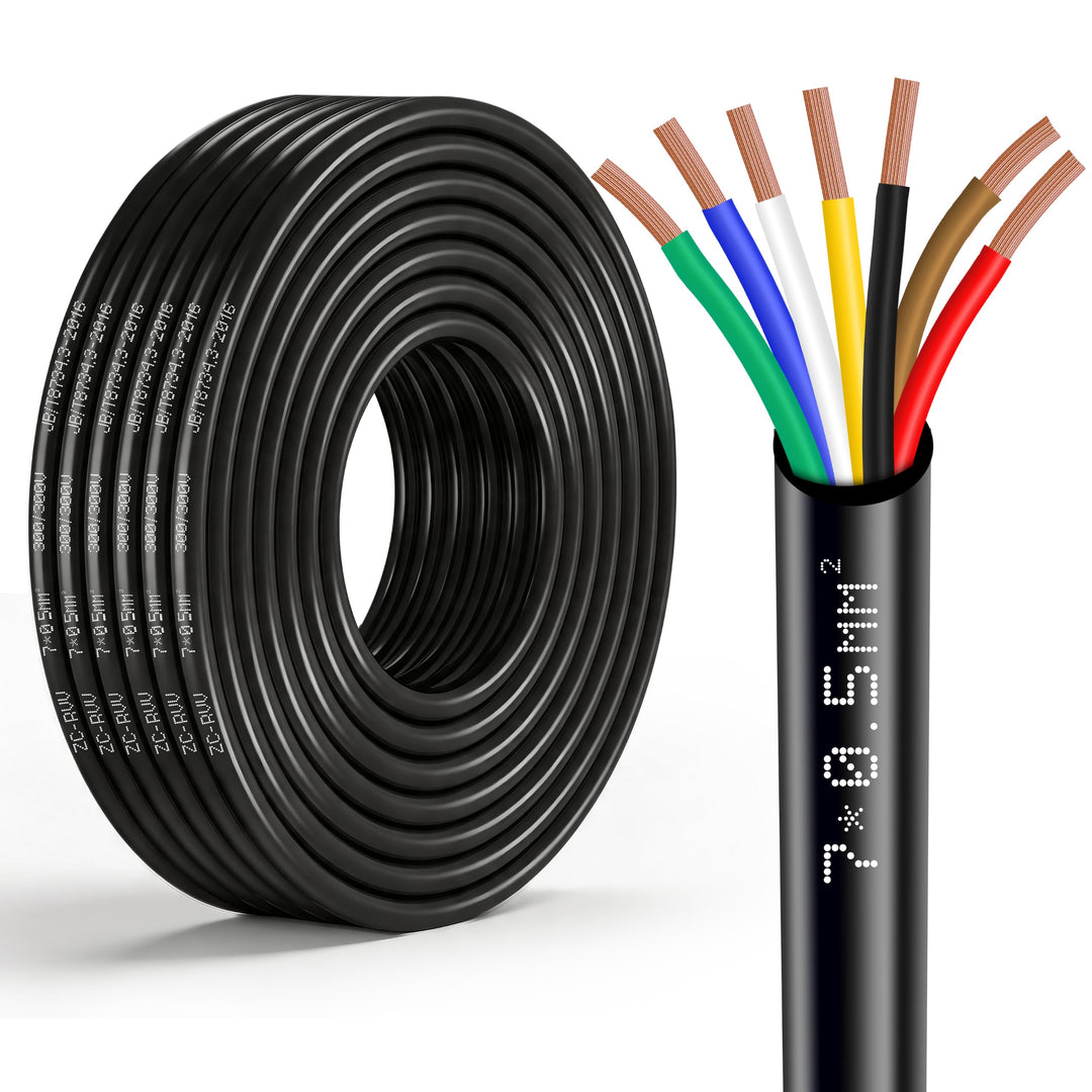 7-adriges Kabel 20M 12V 24V für Anhänger 20m Abschleppseil, 7 * 0.5mm² 20Meter flexibles Verlängerun