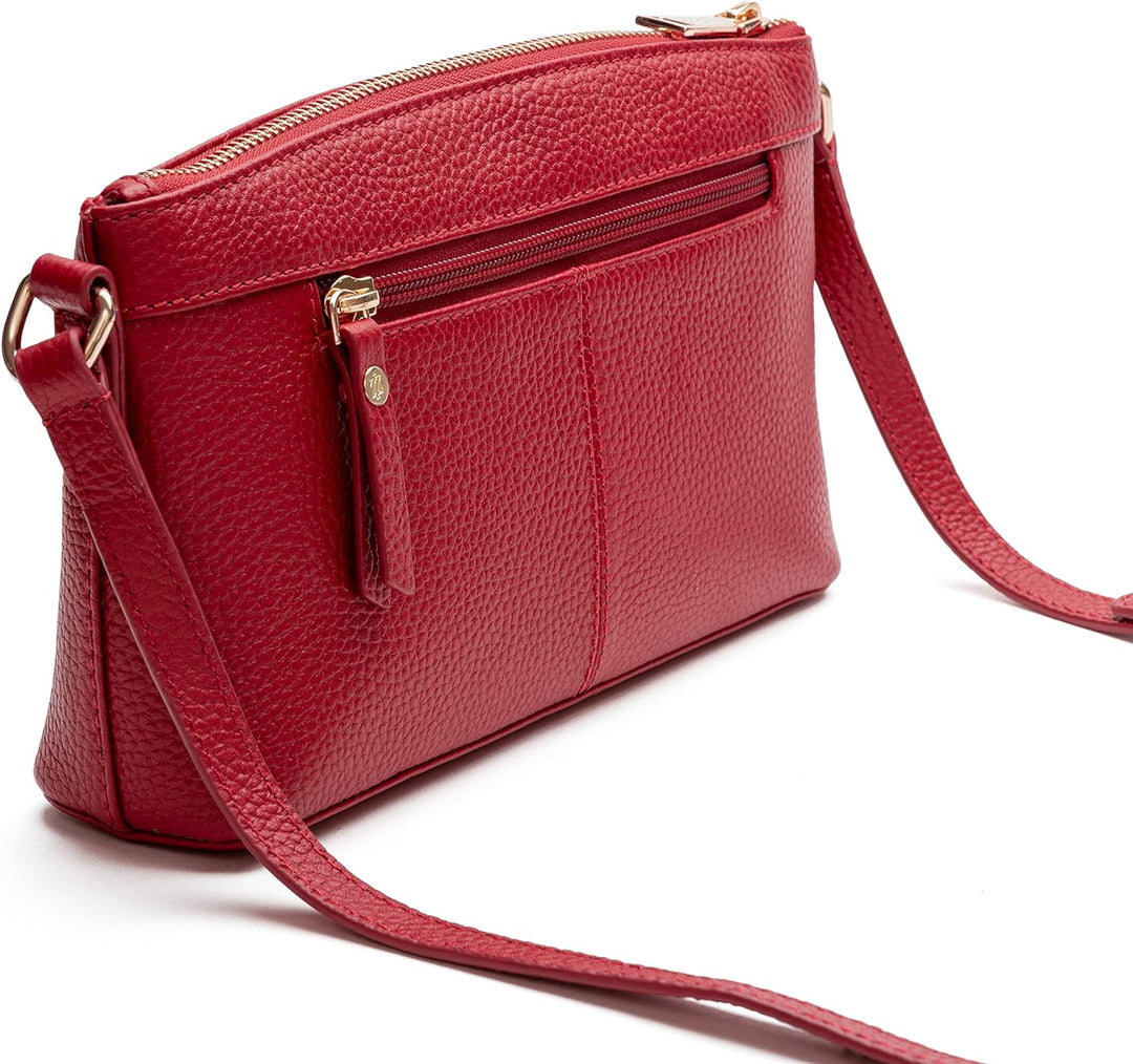 Lazarotti Bologna Leder Umhängetasche Damen | verstellbarer Schultergurt | mittelgrosse Crossbody Ba
