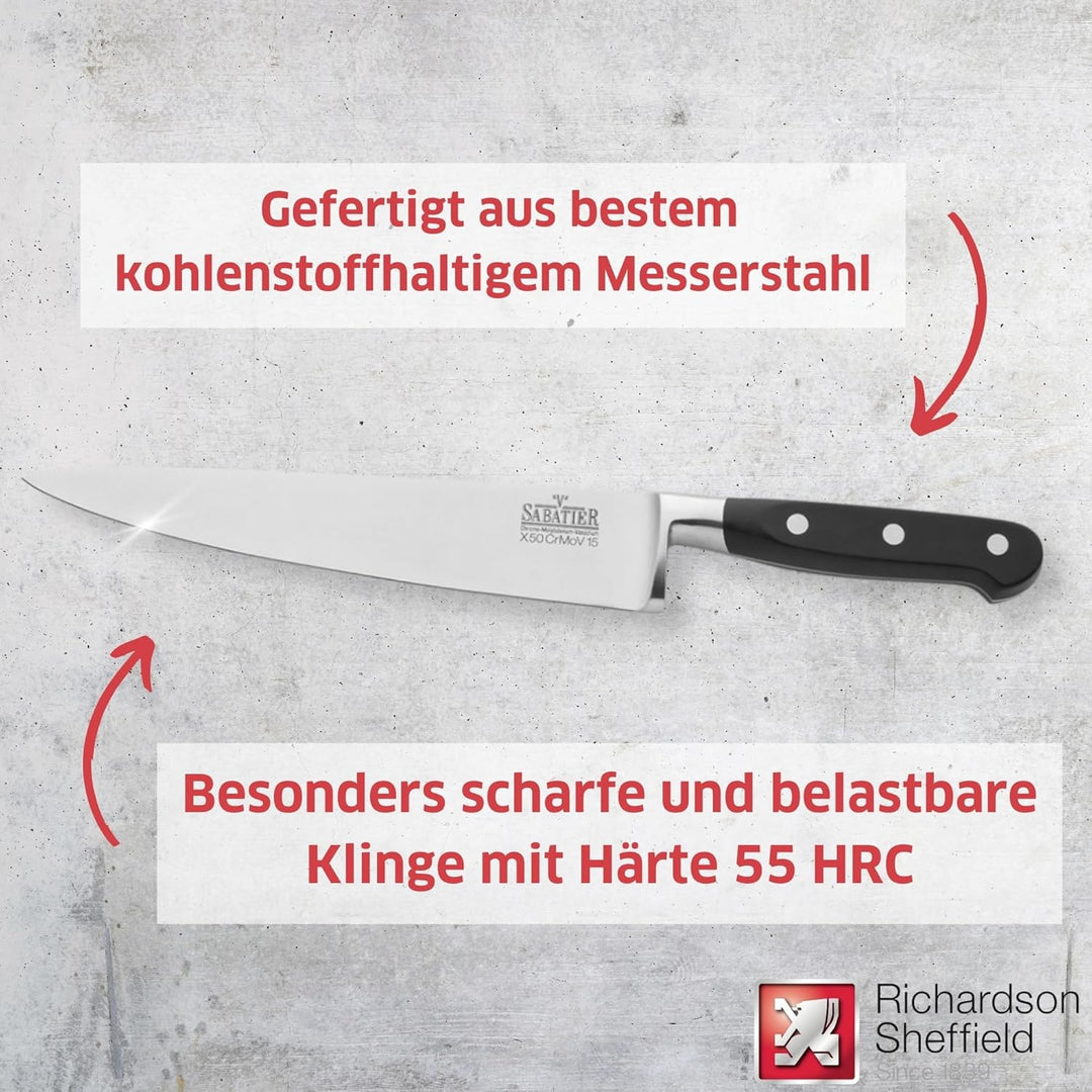 Richardson Sheffield V SABATIER Kochmesser | 20 cm lange Klinge | gehärteter Klingenstahl | rostfrei