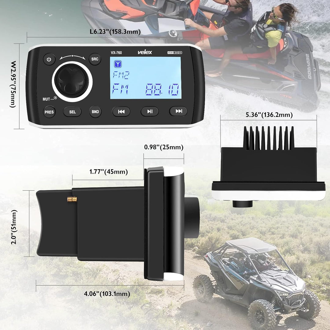 Marine Digital Media Receiver mit wetterfestem Marine Stereo System mit drahtloser Fernbedienung, Ve