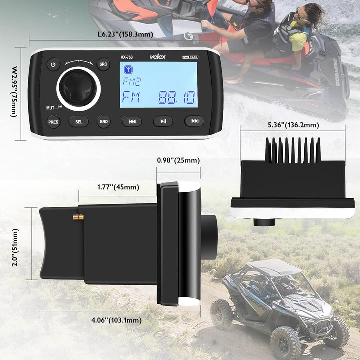 Marine Digital Media Receiver mit wetterfestem Marine Stereo System mit drahtloser Fernbedienung, Ve