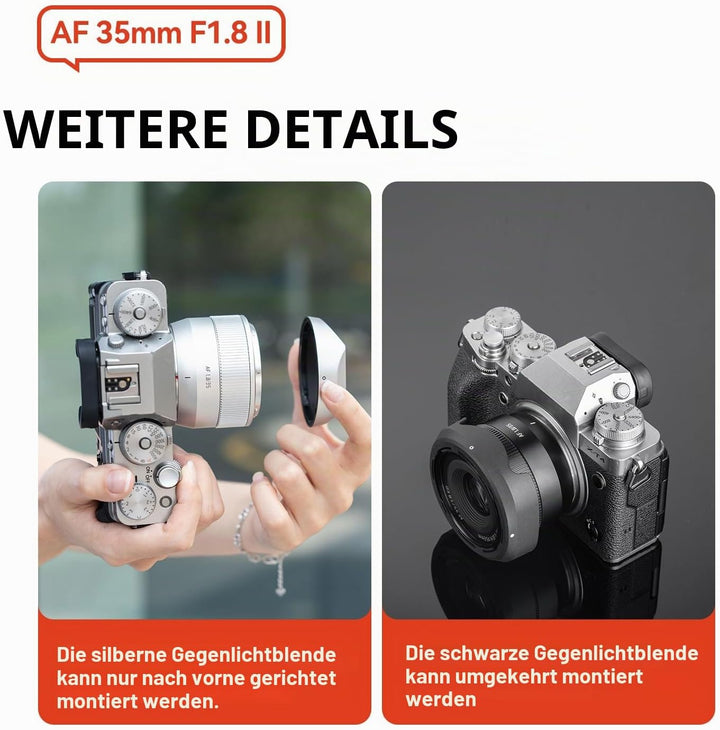 TTARTISAN 35 mm F1.8 Mark II für X-Mount Silver, AF-Objektiv 35 mm F/1.8 APS-C Portraitobjektive für